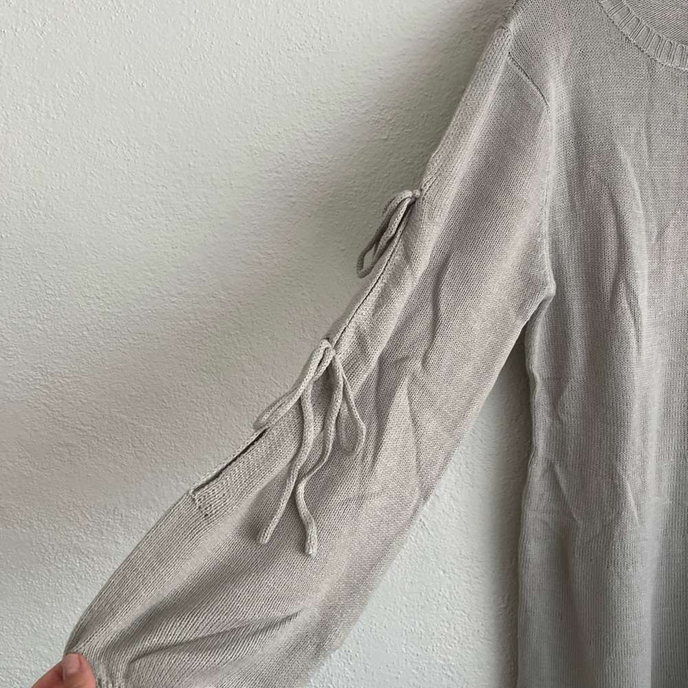 Zeagoo Woman Gray Long Sleeve Side Slit Long Sweater Dress, Size XL - Picture 6 of 9